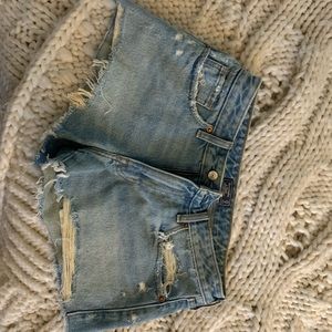 Abercrombie and Fitch low rise denim shorts.